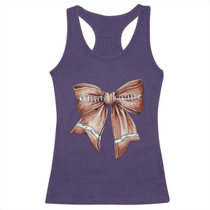 Coquette Bow Pumpkin American Football Racerback Tank Top Retro Thanksgiving Autumn Vibe TS02 Purple Print Your Wear