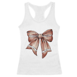 Coquette Bow Pumpkin American Football Racerback Tank Top Retro Thanksgiving Autumn Vibe TS02 White Print Your Wear