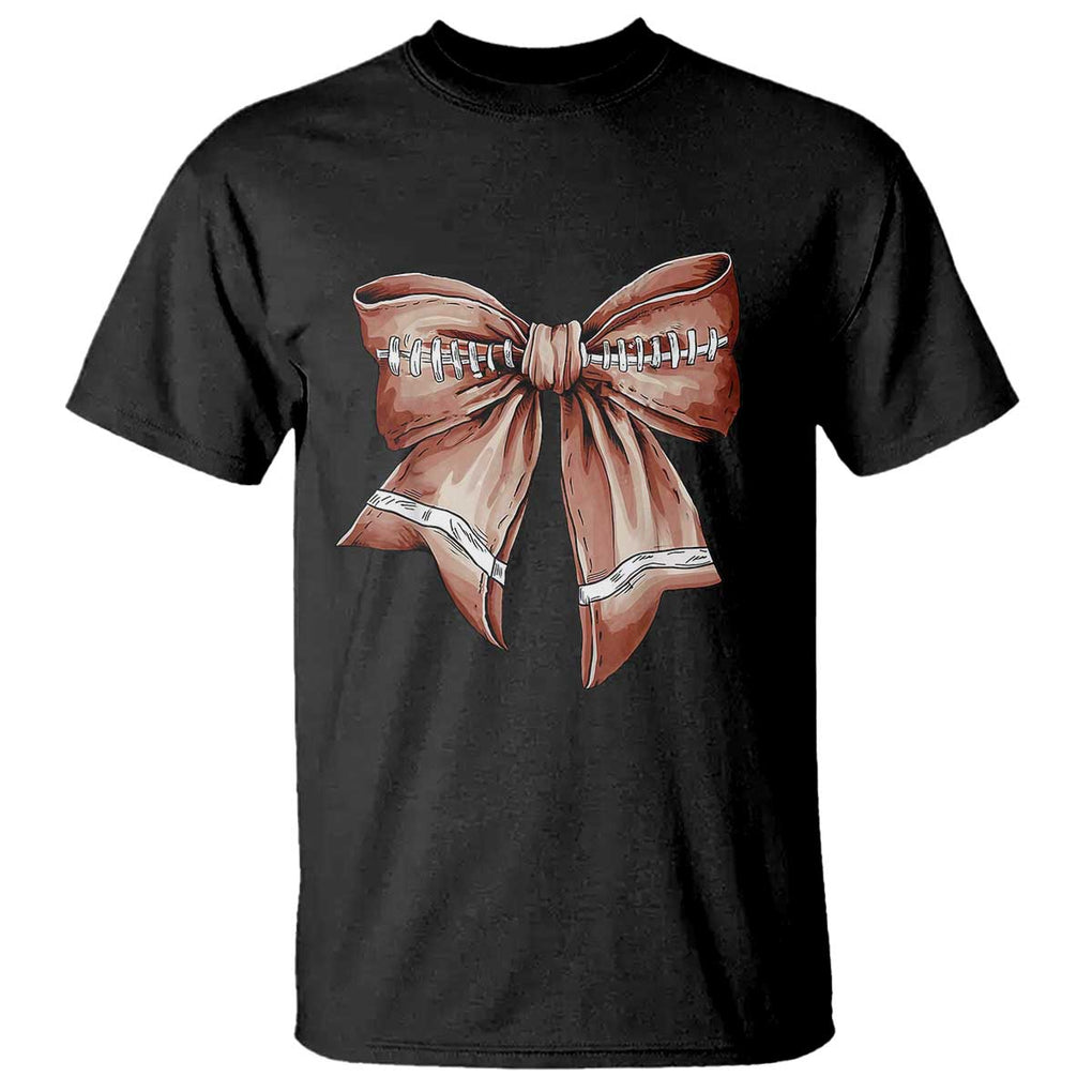 Coquette Bow Pumpkin American Football T Shirt Retro Thanksgiving Autumn Vibe TS02 Black Print Your Wear