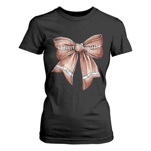 Coquette Bow Pumpkin American Football T Shirt For Women Retro Thanksgiving Autumn Vibe TS02 Black Print Your Wear