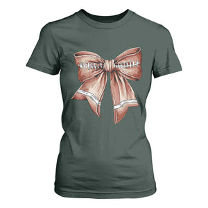 Coquette Bow Pumpkin American Football T Shirt For Women Retro Thanksgiving Autumn Vibe TS02 Dark Forest Green Print Your Wear