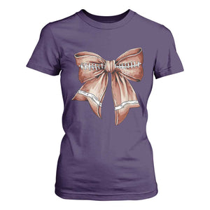 Coquette Bow Pumpkin American Football T Shirt For Women Retro Thanksgiving Autumn Vibe TS02 Purple Print Your Wear