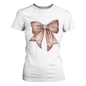 Coquette Bow Pumpkin American Football T Shirt For Women Retro Thanksgiving Autumn Vibe TS02 White Print Your Wear