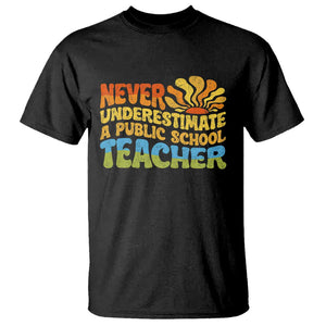 Never Underestimate A Public School Teacher T Shirt Tim Walz 2024 Saying Public Education TS02 Black Print Your Wear