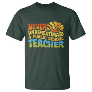 Never Underestimate A Public School Teacher T Shirt Tim Walz 2024 Saying Public Education TS02 Dark Forest Green Print Your Wear