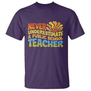 Never Underestimate A Public School Teacher T Shirt Tim Walz 2024 Saying Public Education TS02 Purple Print Your Wear