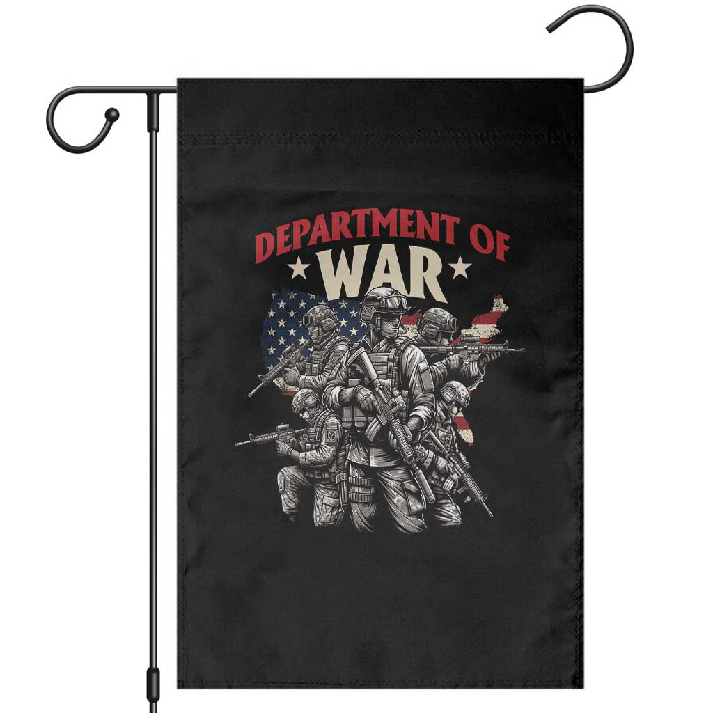Department of War Est 2025 Garden Flag Patriotic Combat Squad Tactical Soldiers Graphic TS02 Black Print Your Wear