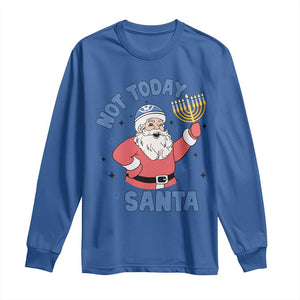 Santa Hanukkah Long Sleeve Shirt Not Today Santa Chanukah Jewish Festival Jew TS02 Royal Blue Print Your Wear