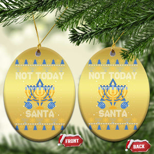 Ugly Sweater Hanukkah Christmas Ornament Not Today Santa Chanukah Jewish Festival Jew TS02 Oval Gold Print Your Wear