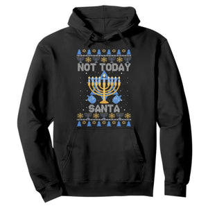 Ugly Hanukkah Hoodie Not Today Santa Chanukah Jewish Festival Jew Ugly Hanukkah TS02 Black Printyourwear