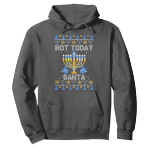 Ugly Hanukkah Hoodie Not Today Santa Chanukah Jewish Festival Jew Ugly Hanukkah TS02 Dark Heather Printyourwear