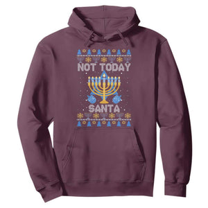 Ugly Hanukkah Hoodie Not Today Santa Chanukah Jewish Festival Jew Ugly Hanukkah TS02 Maroon Printyourwear