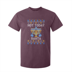 Ugly Sweater Hanukkah T Shirt For Kid Not Today Santa Chanukah Jewish Festival Jew TS02 Maroon Print Your Wear