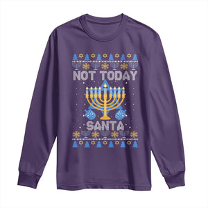 Ugly Sweater Hanukkah Long Sleeve Shirt Not Today Santa Chanukah Jewish Festival Jew TS02 Purple Print Your Wear