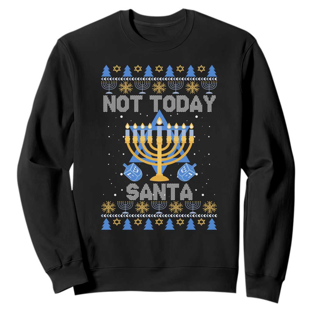 Ugly Hanukkah Sweatshirt Not Today Santa Chanukah Jewish Festival Jew Ugly Hanukkah TS02 Black Printyourwear