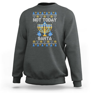 Ugly Hanukkah Sweatshirt Not Today Santa Chanukah Jewish Festival Jew Ugly Hanukkah TS02 Dark Heather Printyourwear