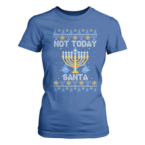 Ugly Sweater Hanukkah T Shirt For Women Not Today Santa Chanukah Jewish Festival Jew TS02 Royal Blue Print Your Wear