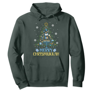 Christmas Hanukkah Hoodie Merry Christmukkah Jewish Christmas Tree Chanukah Hanukkah TS02 Dark Forest Green Printyourwear