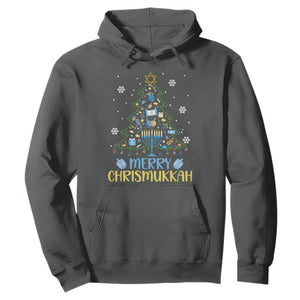 Christmas Hanukkah Hoodie Merry Christmukkah Jewish Christmas Tree Chanukah Hanukkah TS02 Dark Heather Printyourwear