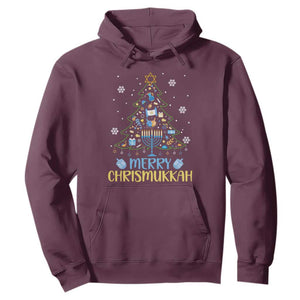 Christmas Hanukkah Hoodie Merry Christmukkah Jewish Christmas Tree Chanukah Hanukkah TS02 Maroon Printyourwear