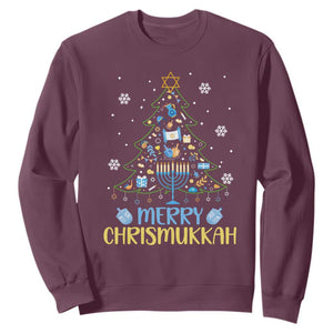 Christmas Hanukkah Sweatshirt Merry Christmukkah Jewish Christmas Tree Chanukah Hanukkah TS02 Maroon Printyourwear