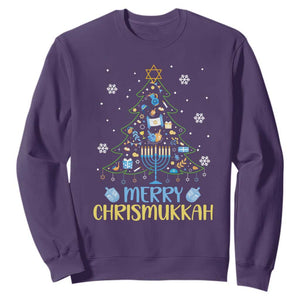 Christmas Hanukkah Sweatshirt Merry Christmukkah Jewish Christmas Tree Chanukah Hanukkah TS02 Purple Printyourwear