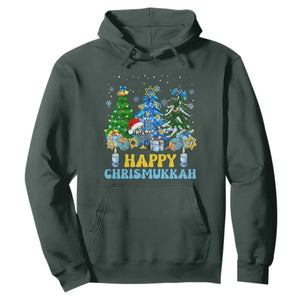 Christmas Hanukkah Hoodie Merry Christmukkah Jewish Christmas Trees Chanukah Hanukkah TS02 Dark Forest Green Printyourwear