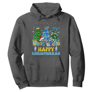 Christmas Hanukkah Hoodie Merry Christmukkah Jewish Christmas Trees Chanukah Hanukkah TS02 Dark Heather Printyourwear