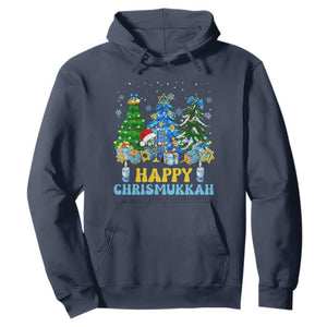 Christmas Hanukkah Hoodie Merry Christmukkah Jewish Christmas Trees Chanukah Hanukkah TS02 Navy Printyourwear