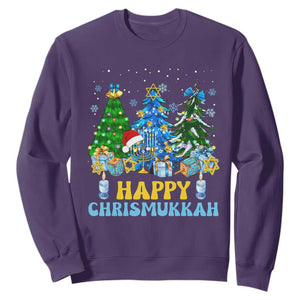 Christmas Hanukkah Sweatshirt Merry Christmukkah Jewish Christmas Trees Chanukah Hanukkah TS02 Purple Printyourwear