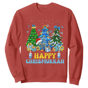 Christmas Hanukkah Sweatshirt Merry Christmukkah Jewish Christmas Trees Chanukah Hanukkah TS02 Red Printyourwear