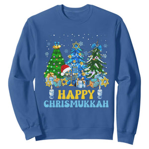 Christmas Hanukkah Sweatshirt Merry Christmukkah Jewish Christmas Trees Chanukah Hanukkah TS02 Royal Blue Printyourwear