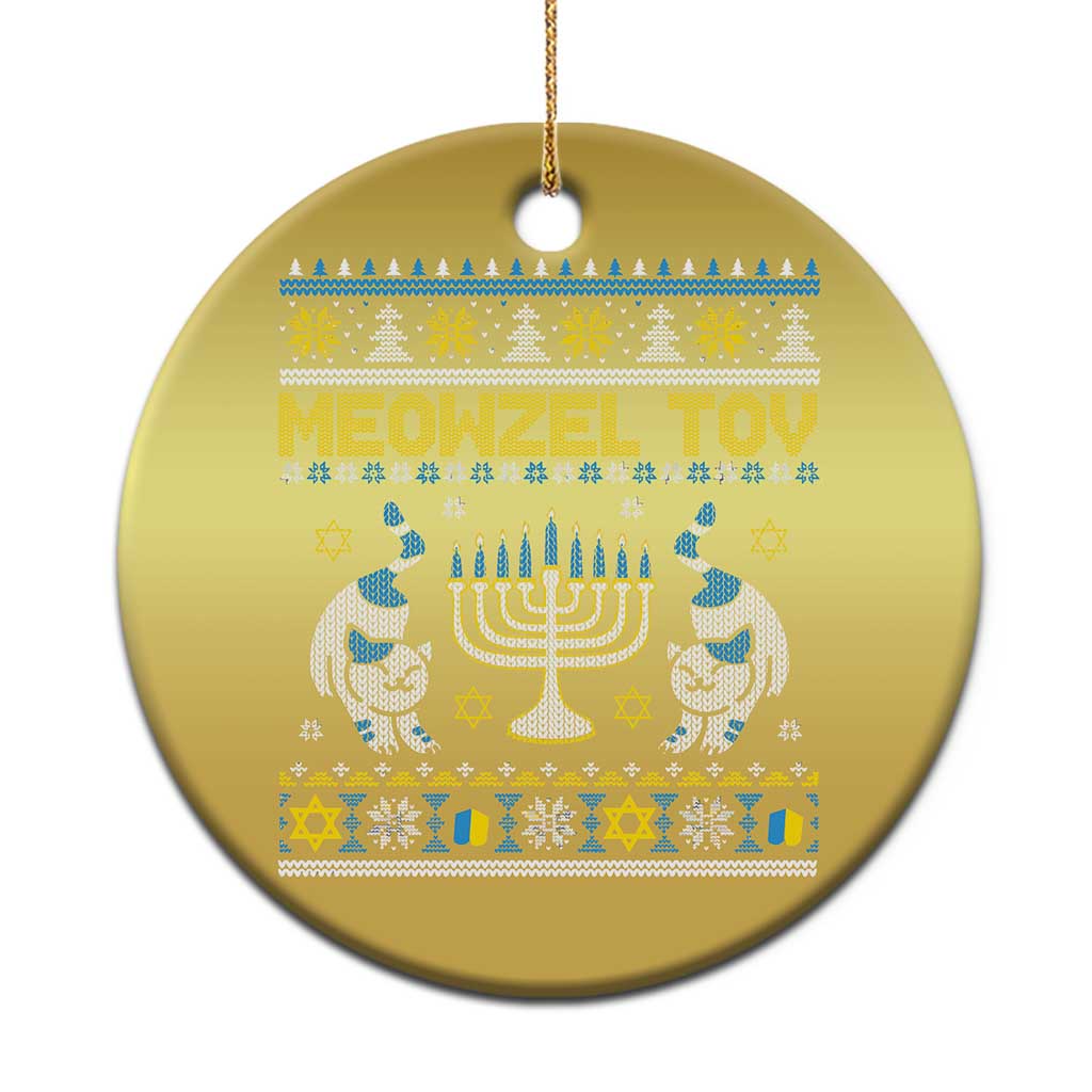 Funny Hanukkah Cat Christmas Ornament Meowzel Tov Chanukah Jewish Ugly Sweater Hanukkah TS02 Print Your Wear