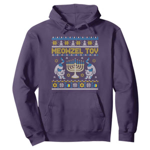 Hanukkah Cat Hoodie Meowzel Tov Funny Chanukah Jewish Cat Owner Ugly Hanukkah TS02 Purple Printyourwear