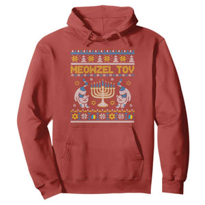 Hanukkah Cat Hoodie Meowzel Tov Funny Chanukah Jewish Cat Owner Ugly Hanukkah TS02 Red Printyourwear