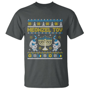 Hanukkah Cat T Shirt Meowzel Tov Funny Chanukah Jewish Cat Owner Ugly Hanukkah TS02 Dark Heather Printyourwear