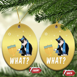 Funny Hanukkah Cat Christmas Ornament What Hanukcat Chanukah Jewish Festival TS02 Oval Gold Print Your Wear