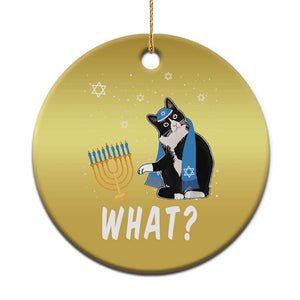 Funny Hanukkah Cat Christmas Ornament What Hanukcat Chanukah Jewish Festival TS02 Print Your Wear