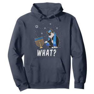 Hanukkah Cat Hoodie What Hanukkah Cat Funny Chanukah Jewish Women Girls Kids TS02 Navy Printyourwear