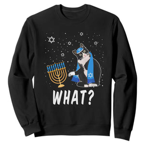 Hanukkah Cat Sweatshirt What Hanukkah Cat Funny Chanukah Jewish Women Girls Kids TS02 Black Printyourwear