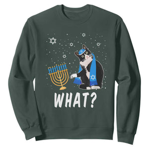 Hanukkah Cat Sweatshirt What Hanukkah Cat Funny Chanukah Jewish Women Girls Kids TS02 Dark Forest Green Printyourwear