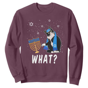 Hanukkah Cat Sweatshirt What Hanukkah Cat Funny Chanukah Jewish Women Girls Kids TS02 Maroon Printyourwear