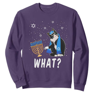 Hanukkah Cat Sweatshirt What Hanukkah Cat Funny Chanukah Jewish Women Girls Kids TS02 Purple Printyourwear