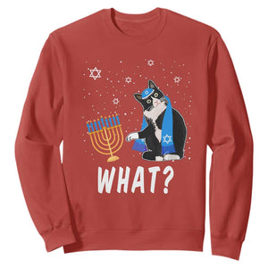 Hanukkah Cat Sweatshirt What Hanukkah Cat Funny Chanukah Jewish Women Girls Kids TS02 Red Printyourwear