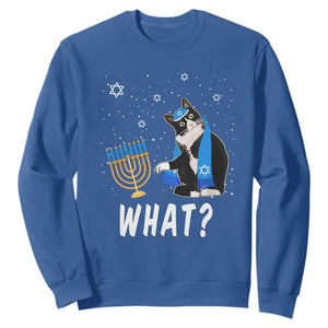 Hanukkah Cat Sweatshirt What Hanukkah Cat Funny Chanukah Jewish Women Girls Kids TS02 Royal Blue Printyourwear