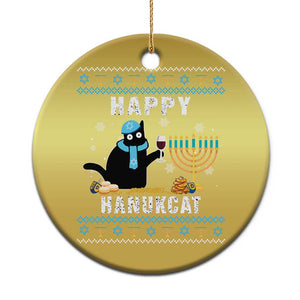 Funny Hanukkah Cat Christmas Ornament Happy Hanukcat Drinking Black Cat Jewish Menorah Chanukah TS02 Print Your Wear