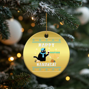 Funny Hanukkah Cat Christmas Ornament Happy Hanukcat Drinking Black Cat Jewish Menorah Chanukah TS02 Print Your Wear