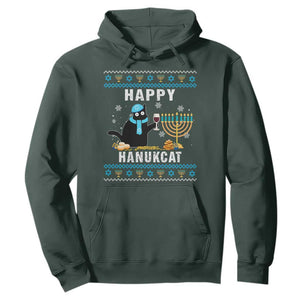 Hanukkah Cat Hoodie Happy Hanukcat Jewish Hanukkah Black Cat Menorah Chanukah TS02 Dark Forest Green Printyourwear