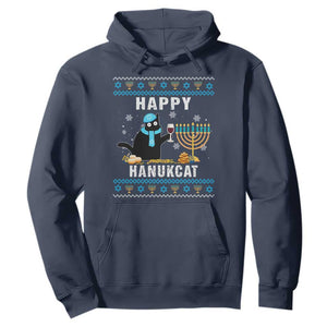 Hanukkah Cat Hoodie Happy Hanukcat Jewish Hanukkah Black Cat Menorah Chanukah TS02 Navy Printyourwear