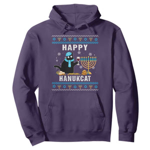 Hanukkah Cat Hoodie Happy Hanukcat Jewish Hanukkah Black Cat Menorah Chanukah TS02 Purple Printyourwear